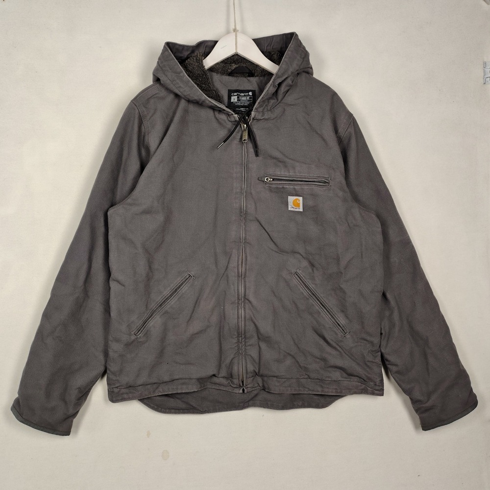 Carhartt 104392-GVL Relaxed Fit Sherpa Lined Hooded Jacket Grey Mens Large